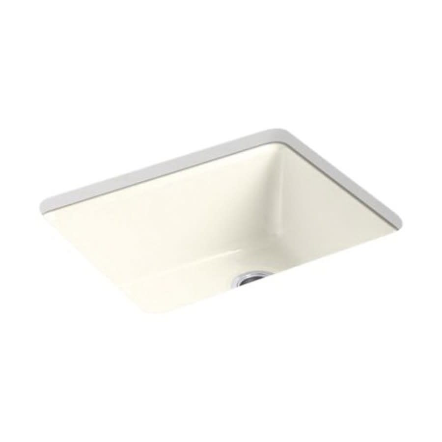 Riverby® Single Bowl Kitchen Sink, Under Mount, 25 x 22 in, 9-5/8 in Bowl Depth, 5-Hole, Cast Iron, Biscuit