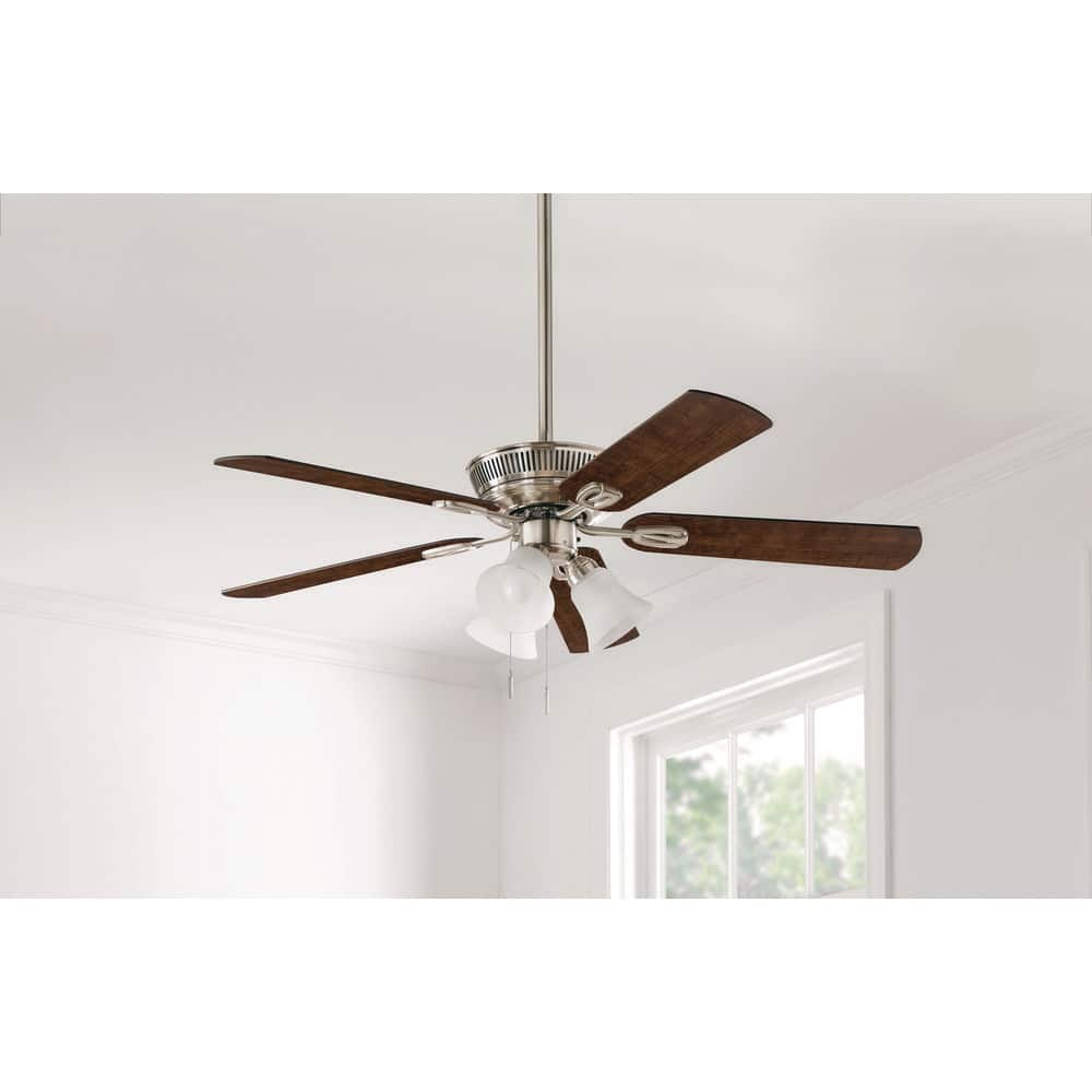 Hampton Bay Glendale III 52 in. LED Indoor Brushed Nickel Ceiling Fan with Light and Pull Chains