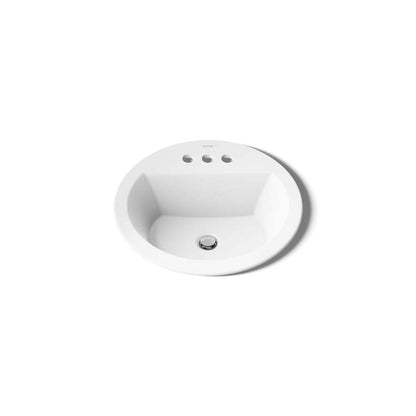 Bryant 18-7/8" Circular Vitreous China Drop In Bathroom Sink with Overflow and 3 Faucet Holes at 4" Centers