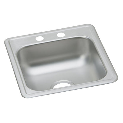 Dayton® Single Bowl Bar Sink, Top Mount, ADA, 19 17 x 19 in, 6 in Bowl Depth, 2-Hole, 22 ga Satin Steel, Stainless