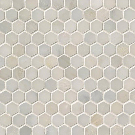 Greecian White 1" Hexagon Mosaic Tile