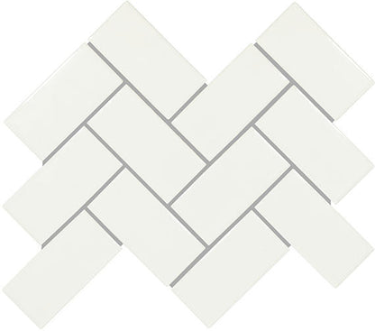 Artezen Elegant White Herringbone 2X4 Glossy