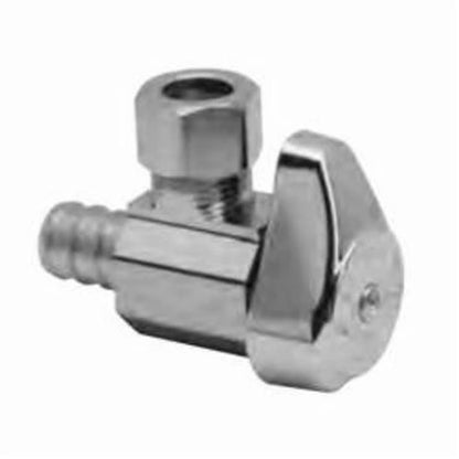 Quarter Turn Angle Stop, 1/2 x 3/8 in, Crimp PEX x Comp, Polished Chrome