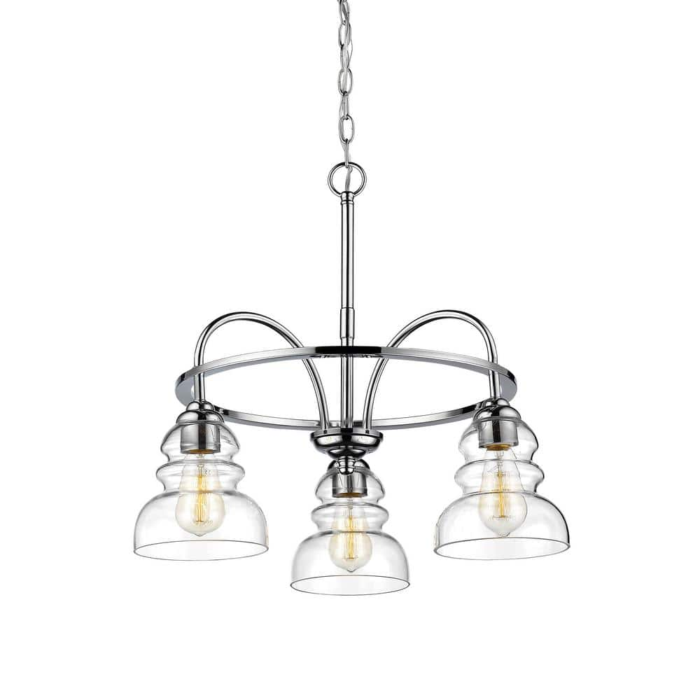 3-Lights 22 in. Chrome Chandelier