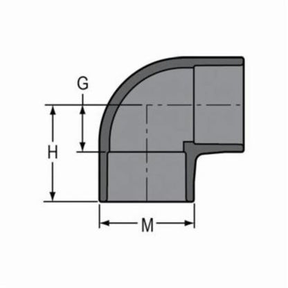 90 deg Elbow, 2-1/2 in, Socket, SCH 80/XH, PVC