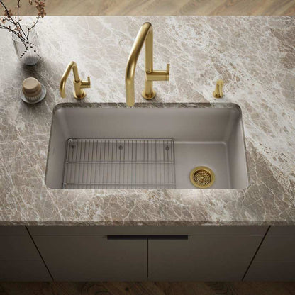 Cairn 33-1/2" Undermount Single Bowl Neoroc Granite Composite Kitchen Sink with Bottom Sink Rack