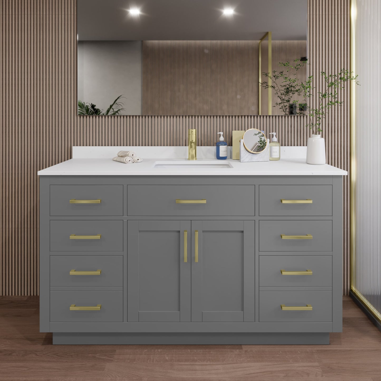 Beckett Single Bathroom Vanity with Toe Kick - 60W x 35H x 22D