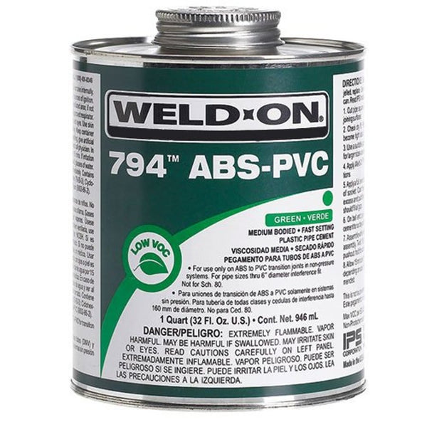 794™ Medium Body Cement, 1 pt, Green, For PVC - ABS Transition