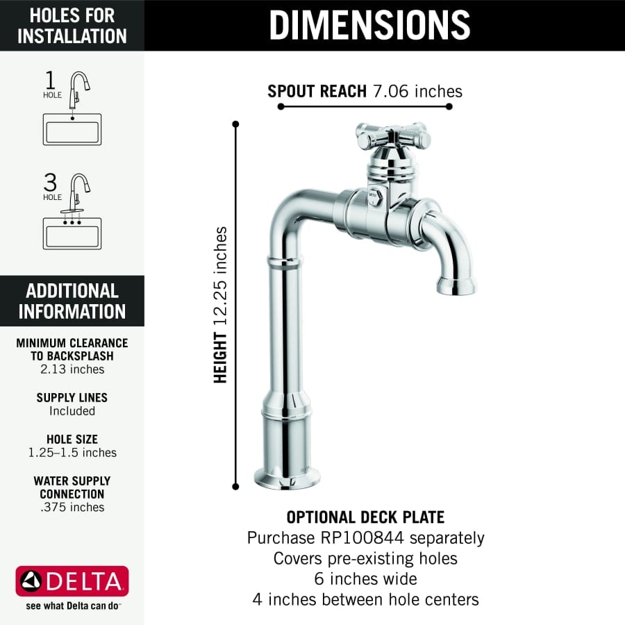 Broderick 1.5 GPM Single Hole Bar Faucet