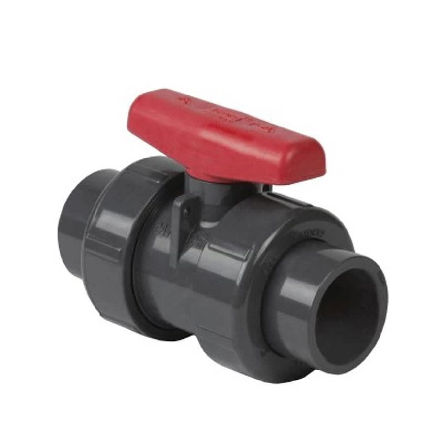 1-Piece Ball Valve, 2-1/2 in, Union Socket, Standard Port, PVC Ball, PVC