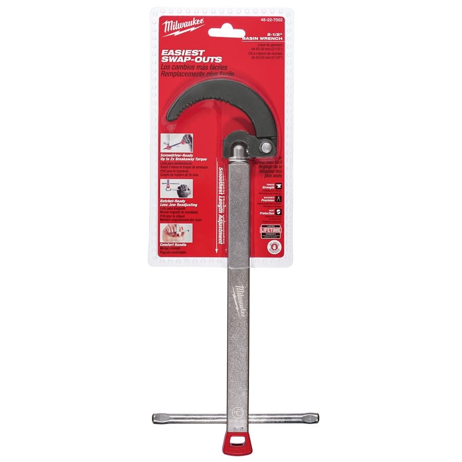 Adjustable Large Basin Wrench, 14.9 in OAL, 90 deg