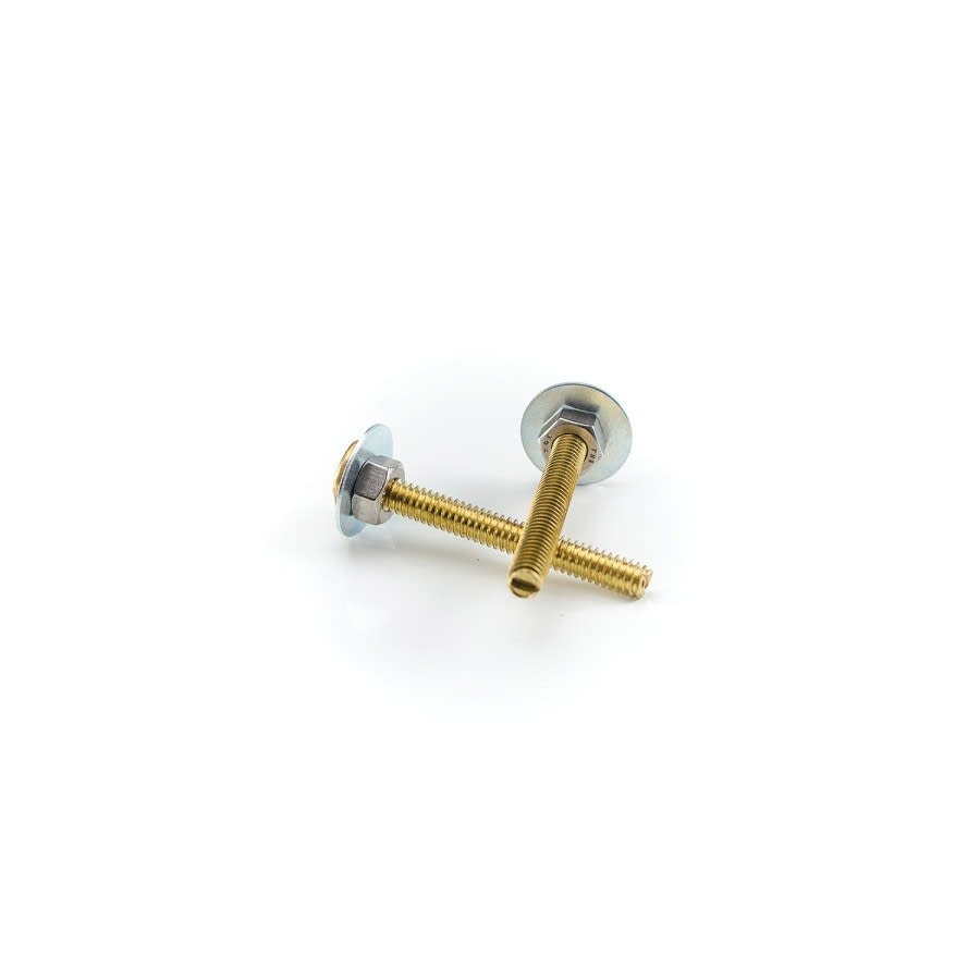Closet Bolt Set, 1/4 x 2-1/4 in L Thread, Brass