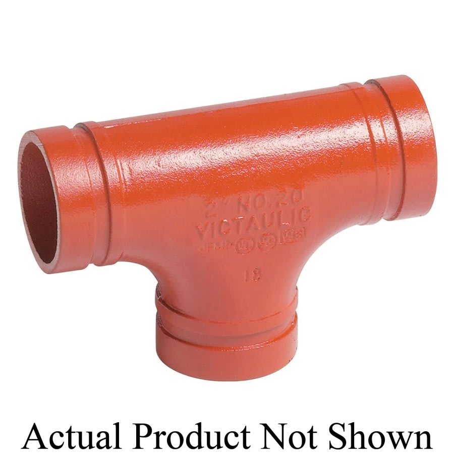 Straight Tee, 2-1/2 in, Groove, Ductile Iron, Enamel Painted