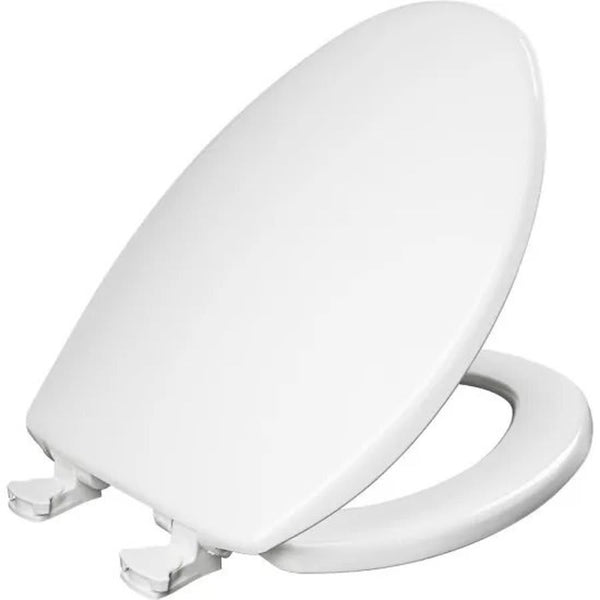 Toilet Seat, Elongated Bowl, Closed Front, With Cover, Plastic, White