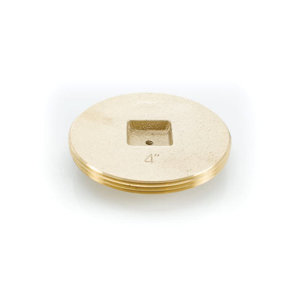 Countersunk Square Tapped Cleanout Plug, 4 in, 1/4-20, Brass