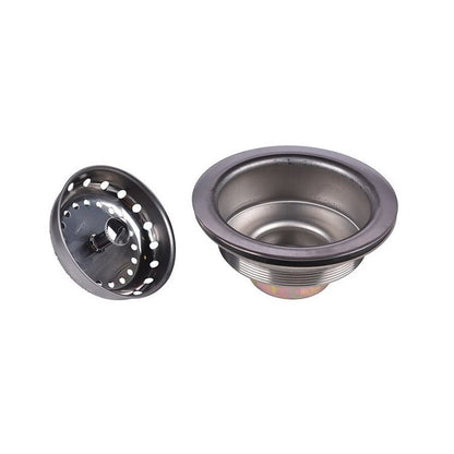 Standard Sink Basket Strainer, Stainless Steel Body and Basket, Rubber Stopper w/ Polished Chromed Plastic Post