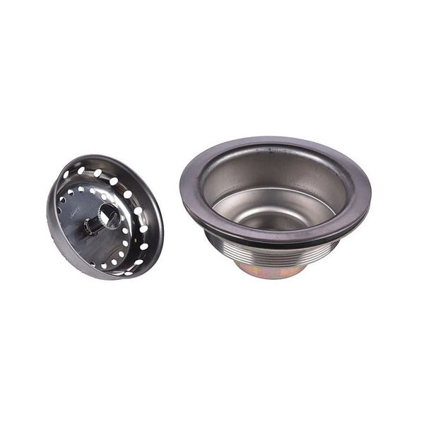 Standard Sink Basket Strainer, Stainless Steel Body and Basket, Rubber Stopper w/ Polished Chromed Plastic Post