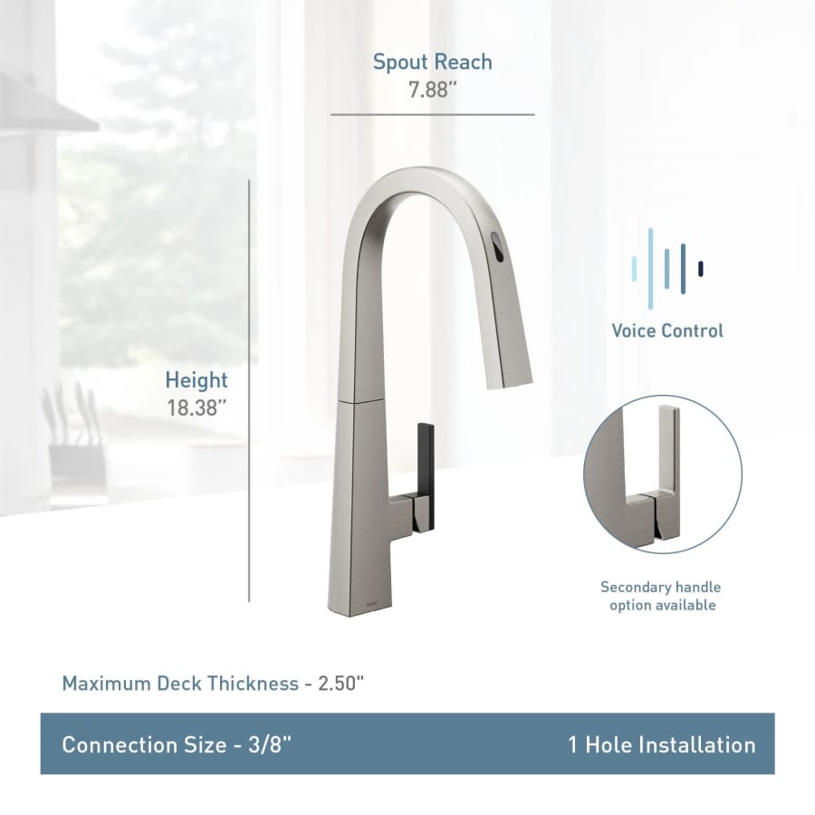 Nio Smart Faucet 1.5 GPM Single Hole Pull Down Kitchen Faucet with Voice Control