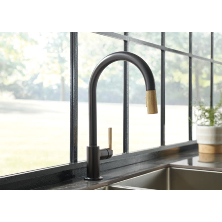 Litze Single Handle Arc Spout Pull Down Kitchen Faucet with Knurled Handle - Limited Lifetime Warranty