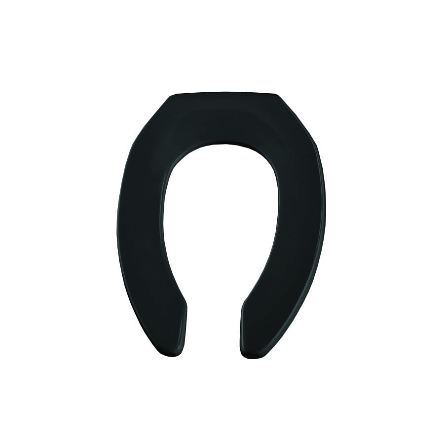 Toilet Seat, Elongated Bowl, Open Front, Less Cover, Plastic, Black