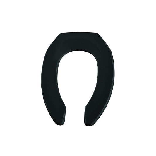 Toilet Seat, Elongated Bowl, Open Front, Less Cover, Plastic, Black