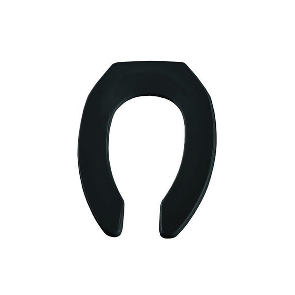 Toilet Seat, Elongated Bowl, Open Front, Less Cover, Plastic, Black