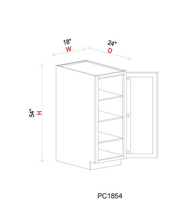 Pantry Cabinet - 18"W x 54"H x 24"D - 1D