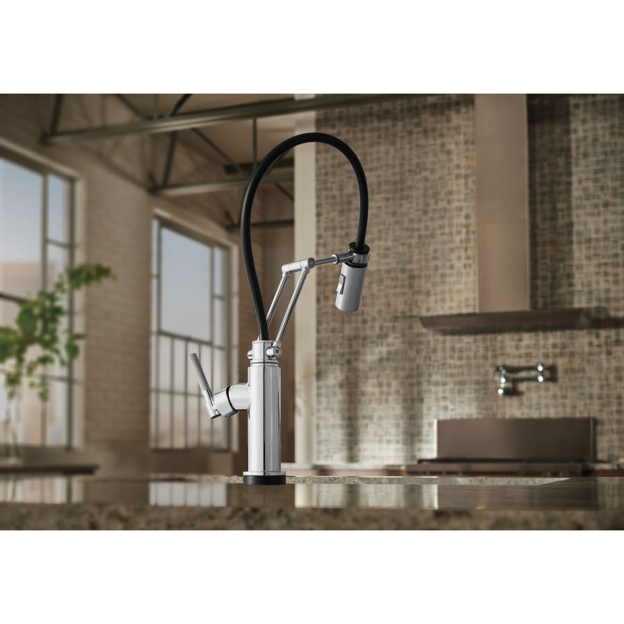 Litze Pull-Down Kitchen Faucet with Dual Jointed Articulating Arm, Knurled Handle, Magnetic Docking Spray Head and On/Off Touch Activation - Limited Lifetime Warranty (5 Year on Electronic Parts)