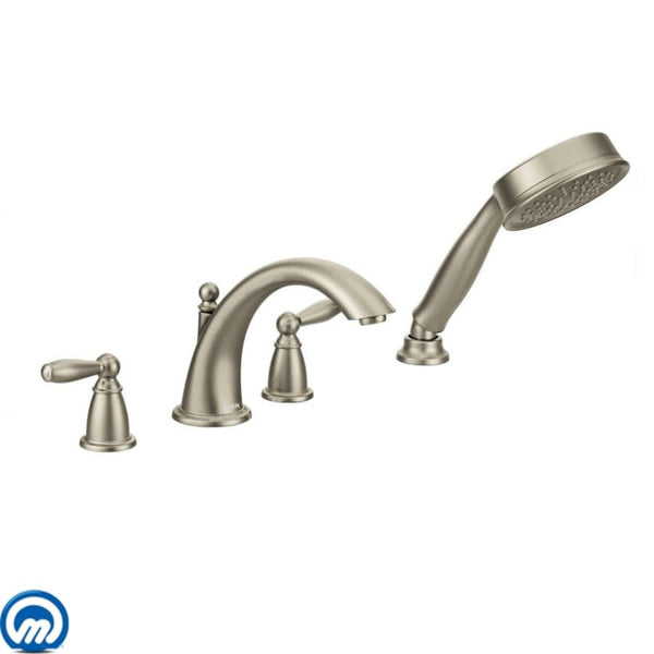 Deck Mounted Roman Tub Filler Trim with Personal Hand Shower and Built-In Diverter from the Brantford Collection (Less Valve)