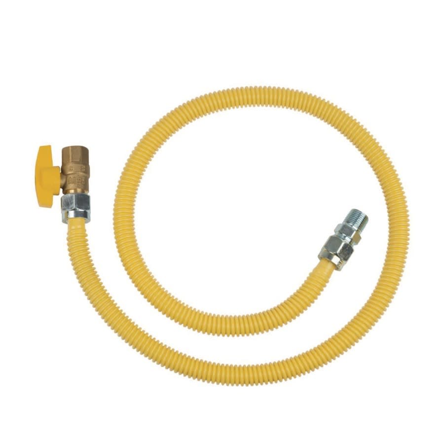 Gas Flex with Ball Valve, 1/2 in ID, 1/2 in, MNPT x FNPT, 48 in L