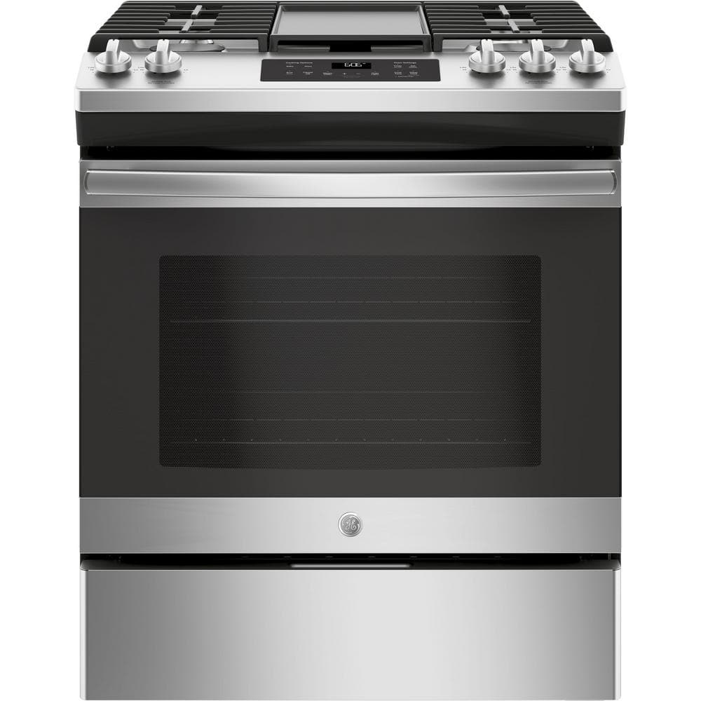 Ge® 30" Slide-In Front Control Gas Range