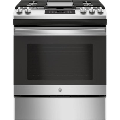 Ge® 30" Slide-In Front Control Gas Range