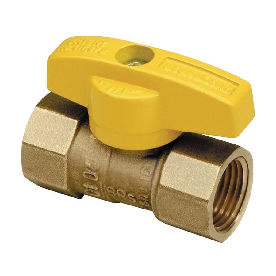 1-Piece Ball Valve, 1/2 in, FNPT, Standard Port, Brass Ball, Brass