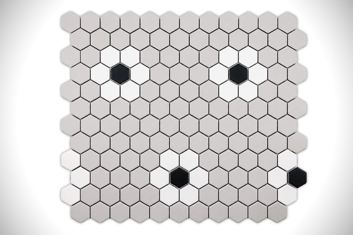 Flower White and Grey with Black Dot