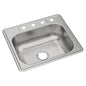 Dayton® Single Bowl Kitchen Sink, Top Mount, 25 x 22 in, 8 in Bowl Depth, 4-Hole, 20 ga Elite Satin Steel, Stainless