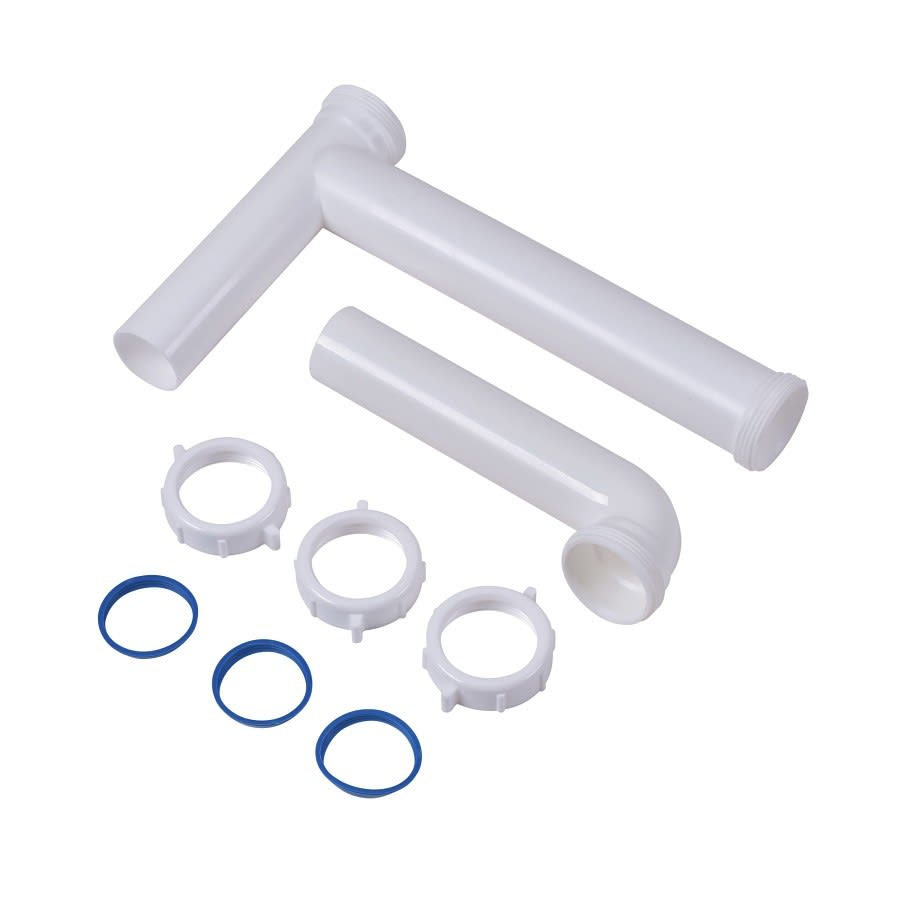 Continuous Waste, End Outlet, 1-1/2 in, Polypropylene, White