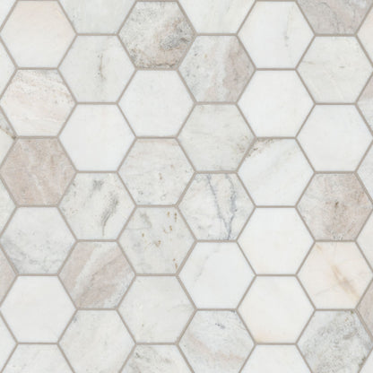 Arabescato Venato White 5" Hexagon Honed