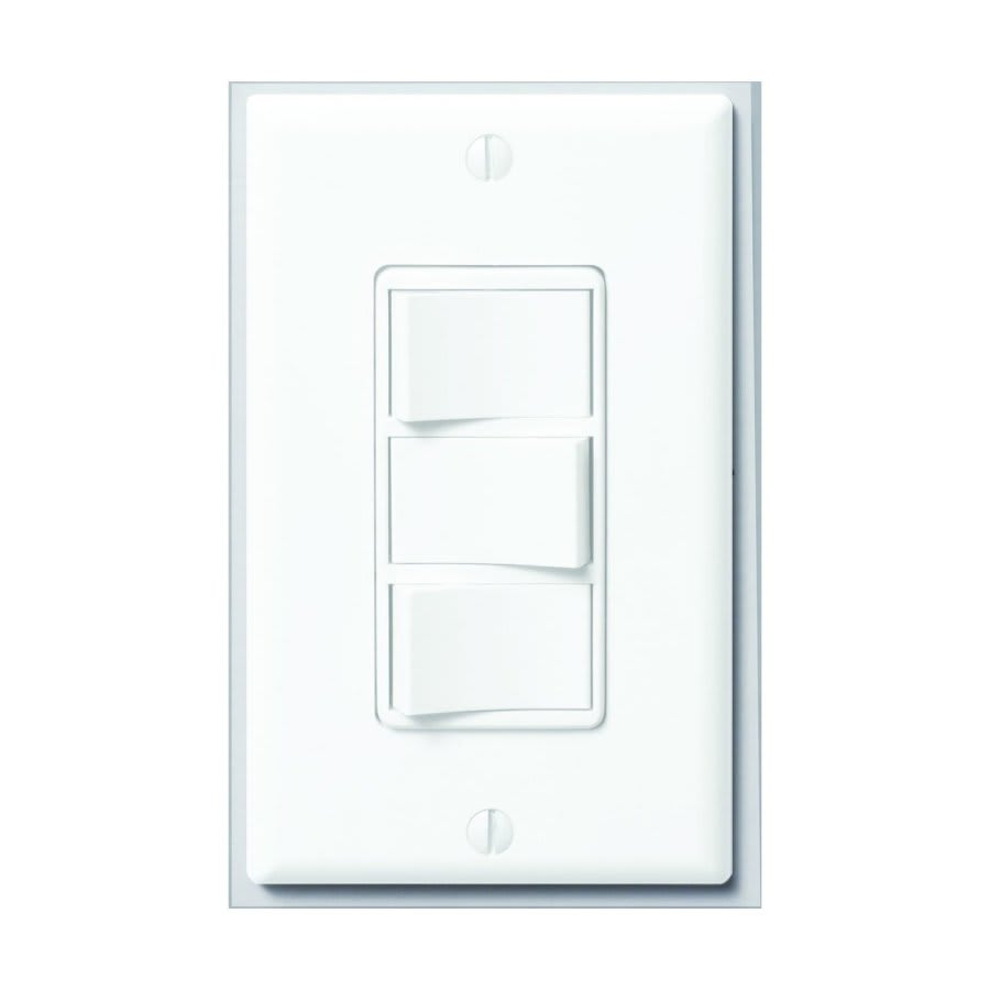 WhisperControl EcoSwitch 3-Function Bath Fan Switch, 120 VAC, 15 A, On/Off Operational Mode, White