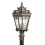 Tournai 3 Light 27" Tall Single Outdoor Post Light with Seedy Glass Panels