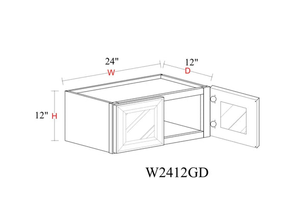 Wall Cabinet - 24"W x 12"H x 12"D Glass Door Only
