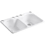 Hartland 33" Double Basin Under-Mount Enameled Cast-Iron Kitchen Sink