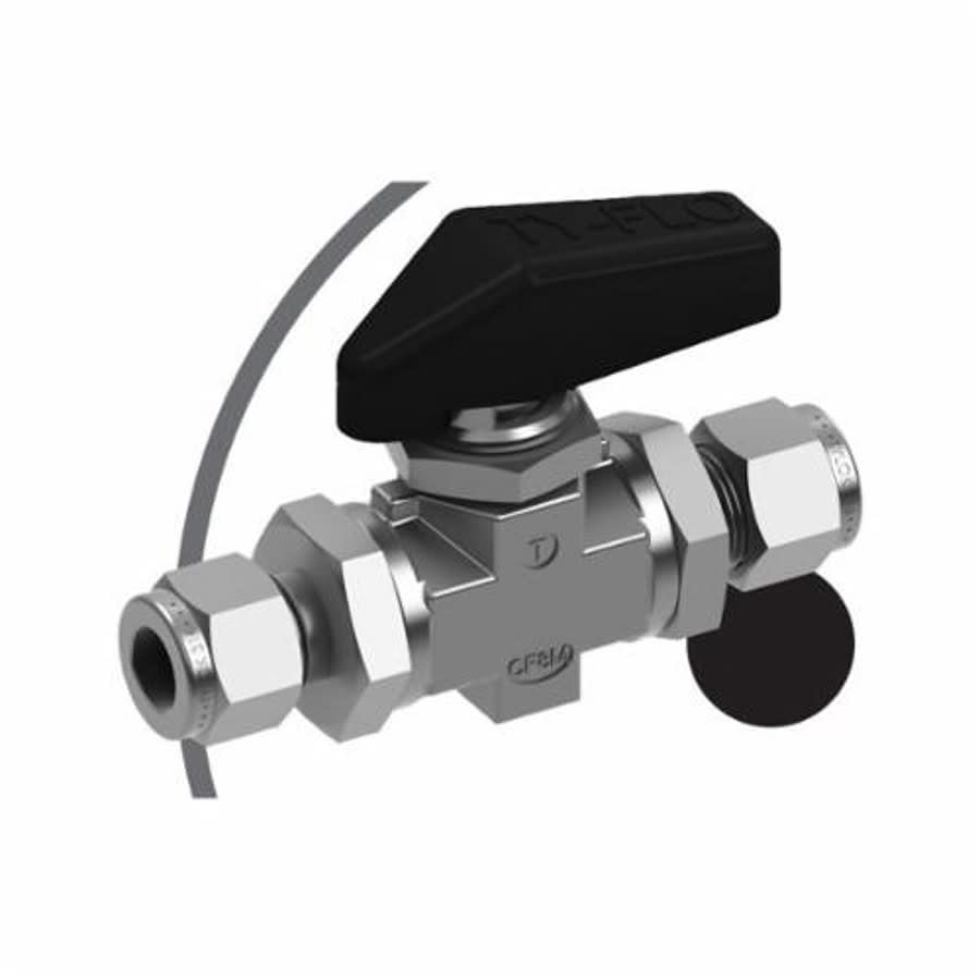 1-Piece Ball Valve, 3/8 in, Comp, Standard Port, Stainless Steel Ball, 316/316L Stainless Steel