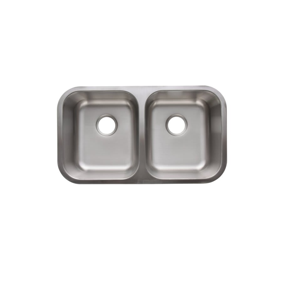 Double Bowl Kitchen Sink, Under Mount, 32 x 18-1/2 in, 8 in Bowl Depth, 18 ga Satin Steel, Stainless
