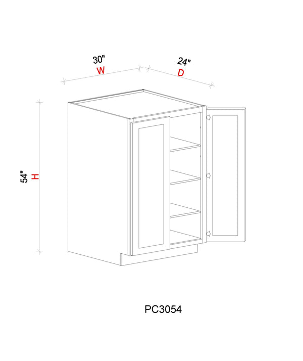 Pantry Cabinet - 30"W x 54"H x 24"D - 2D