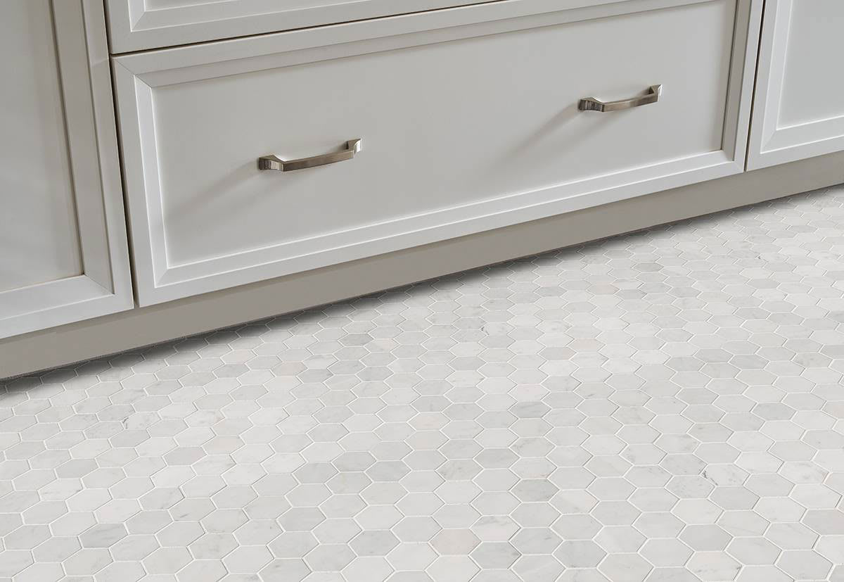 Carrara White Polished 2" Hexagon Mosaic Tile