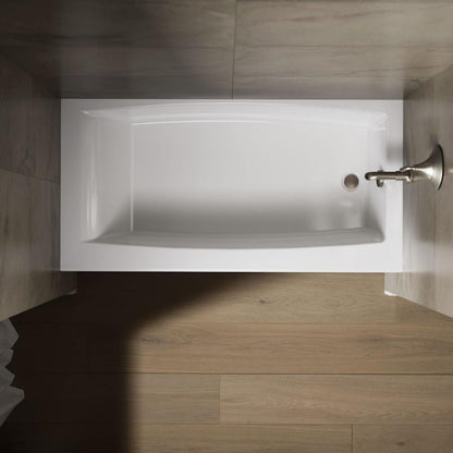 Entity 60" x 30" Three Wall Alcove Acrylic Soaking Tub with Right Drain
