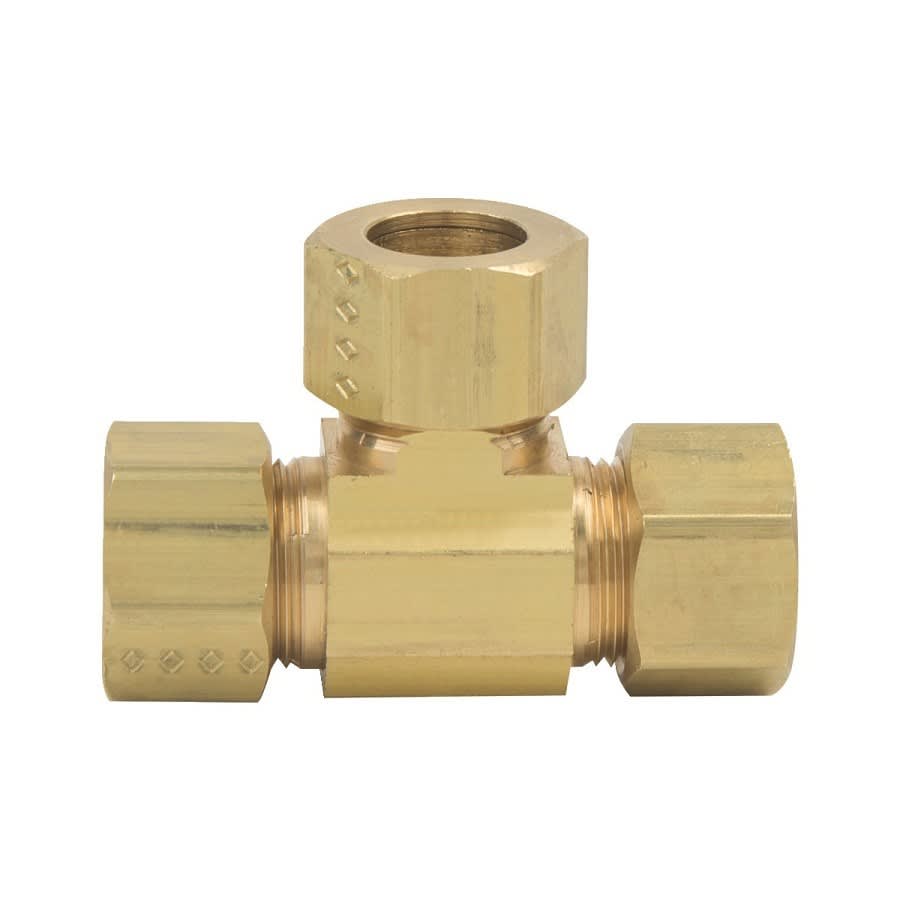 Tee, 1/2 in, Comp, Brass, Rough Brass, Domestic