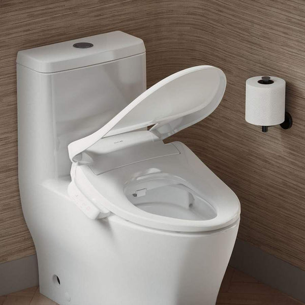 PureWash E545 Elongated Closed-Front Bidet Seat with Heated Seat, Adjustable Water Temperature and Pressure, Front and Rear Wash Modes, Automatically UV Light Self-Cleaning Wand, Quiet-Close, Quick-Release, and LED Night Light Technologies
