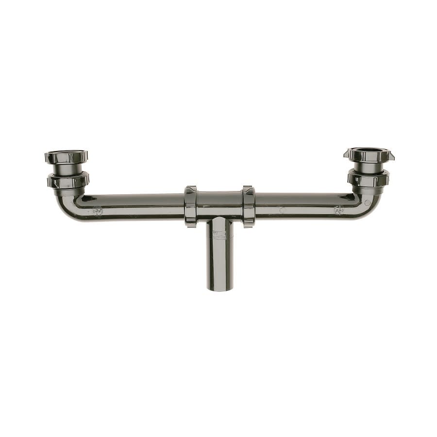 Continuous Waste, Center Outlet, 1-1/2 in, Polypropylene, Black