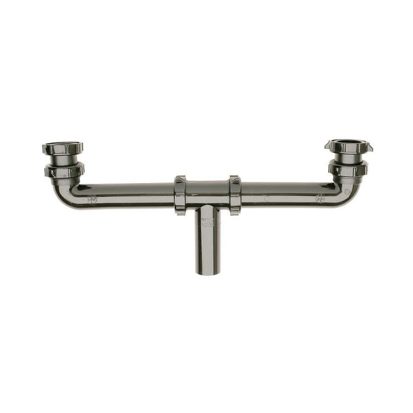 Continuous Waste, Center Outlet, 1-1/2 in, Polypropylene, Black